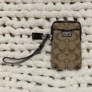 Coach Brown Signature Wristlet